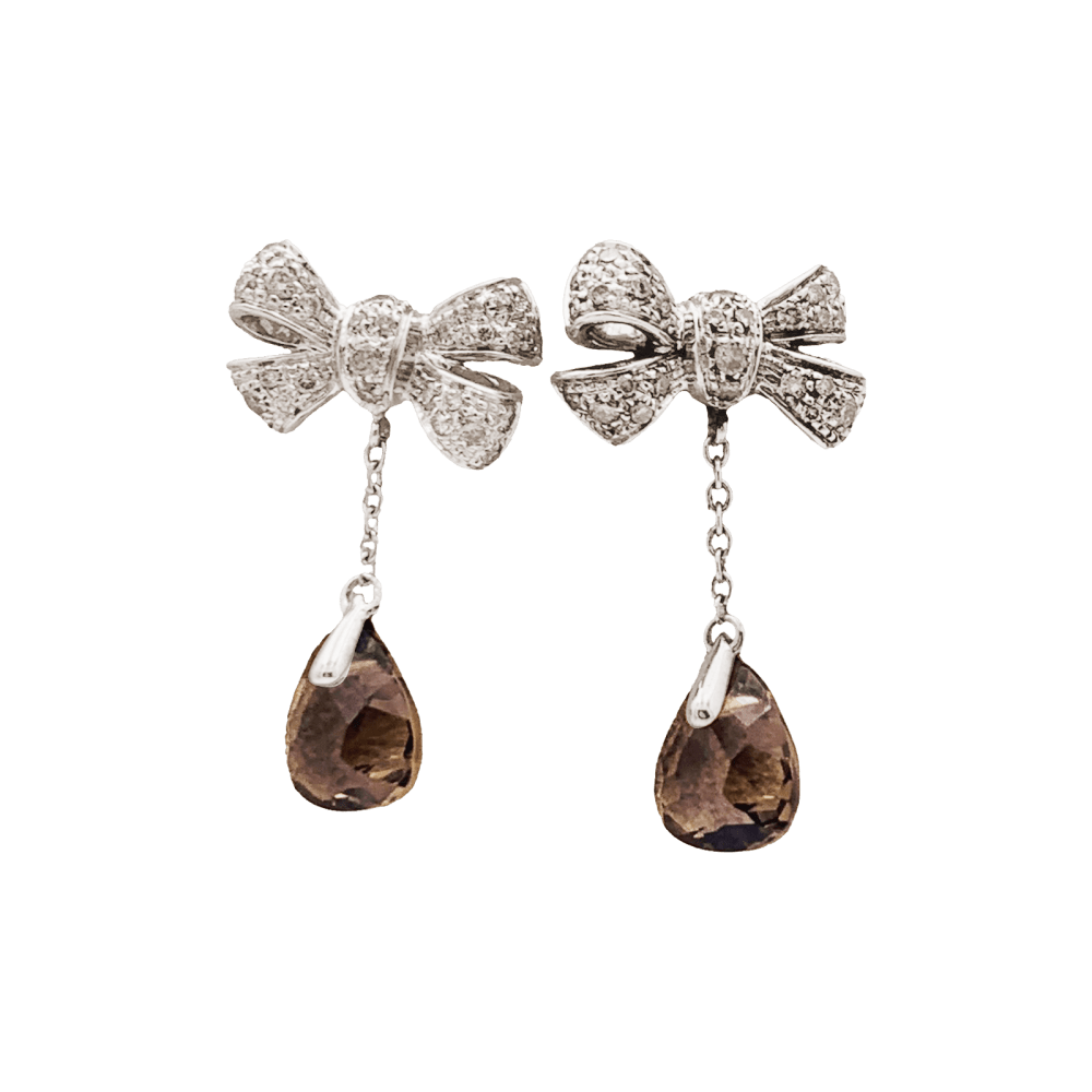 Boucles d'oreilles Pomellato, "Forever", or naturel, diamants, quartz fumé.  1