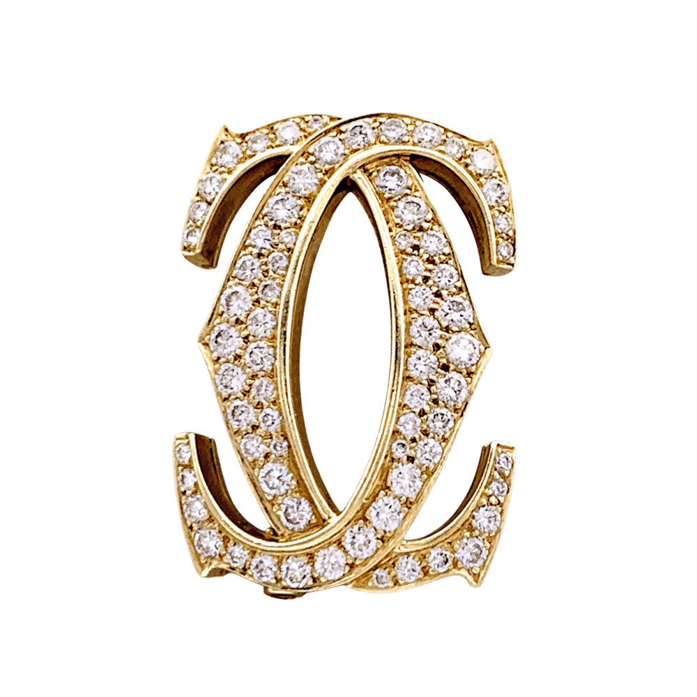 Broche Cartier, "Double C", or jaune, diamants.  1