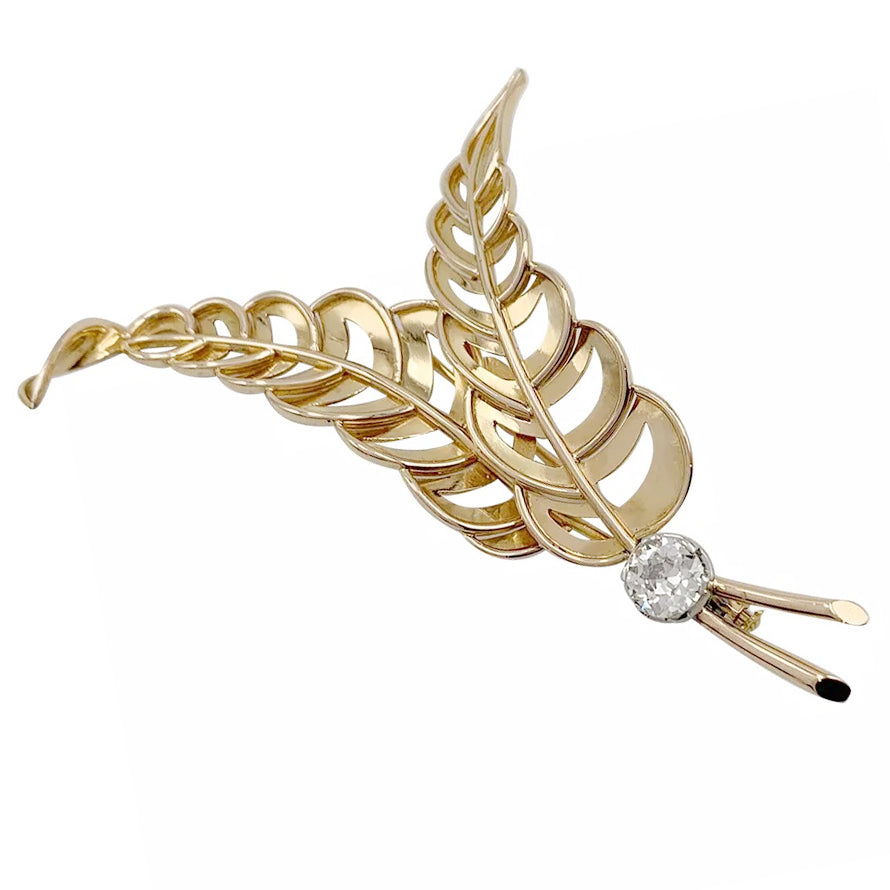 Broche, or rose, platine, diamant. 4