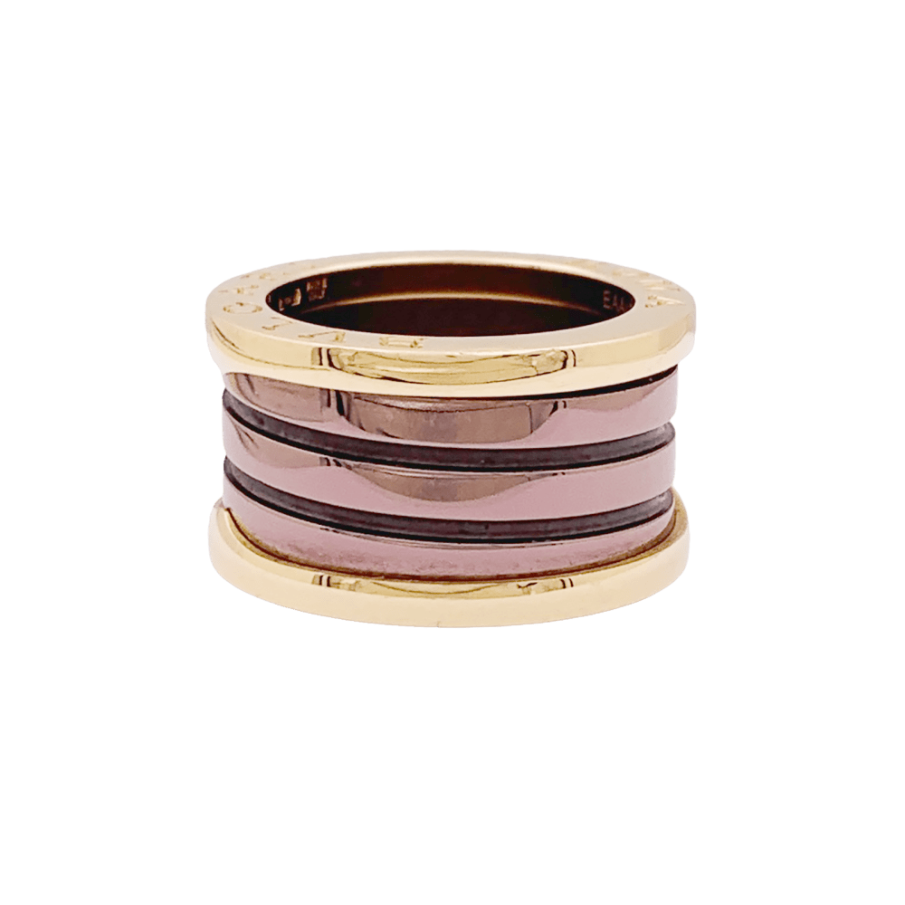 Bague Bulgari, "B.Zero1", or rose, cermet. 1