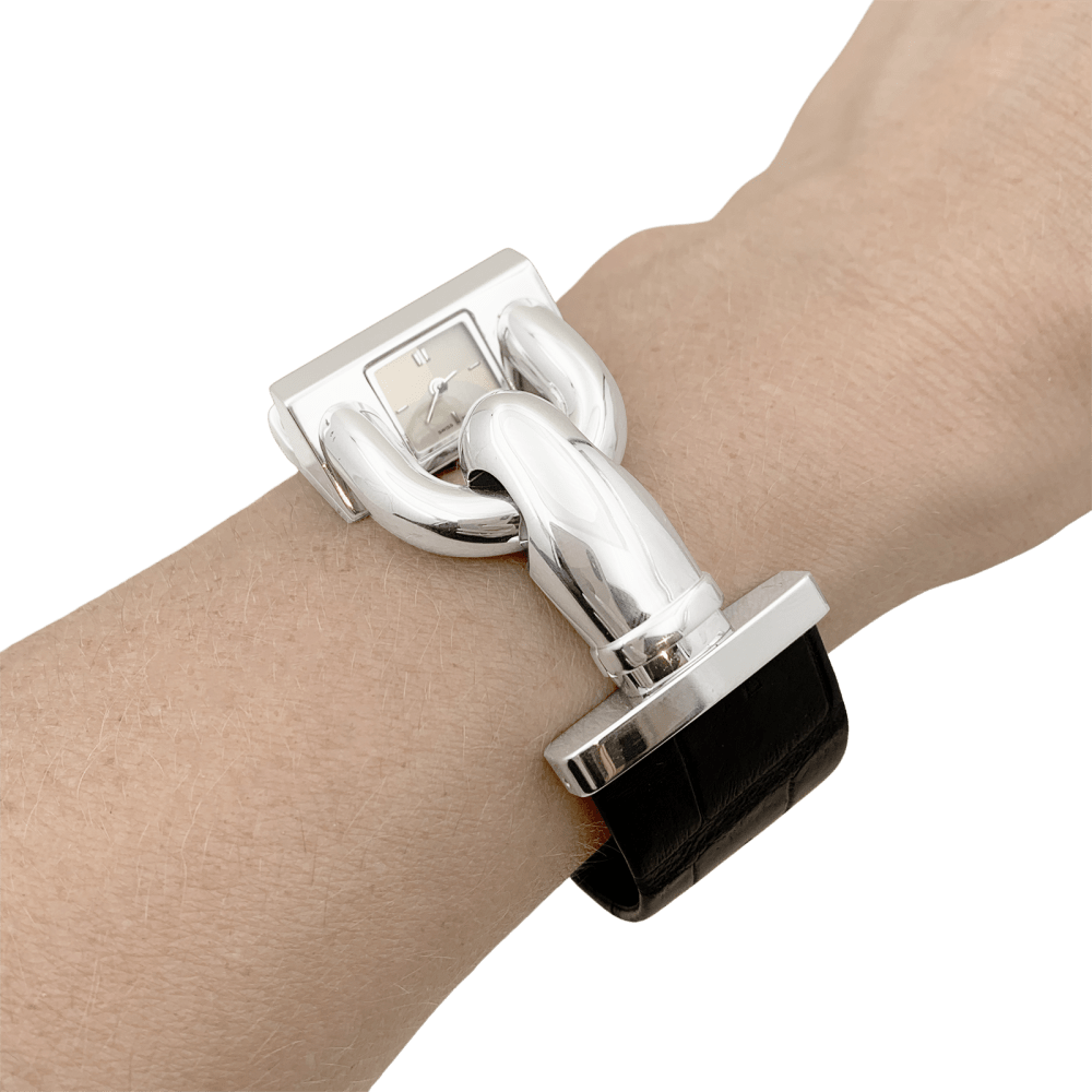Montre Van Cleef & Arpels, "Cadenas", acier, cuir.  5