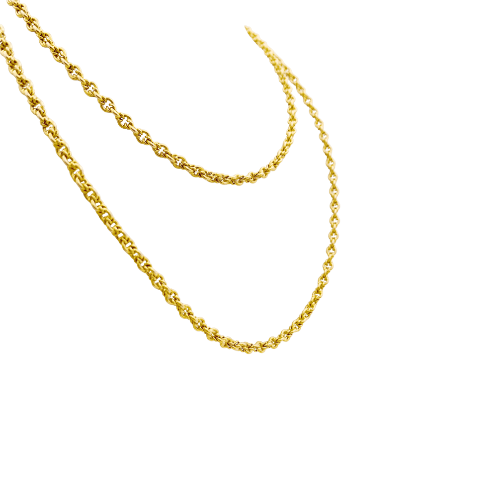 Collier-Sautoir vintage, or jaune 750/000, maille fantaisie. 2