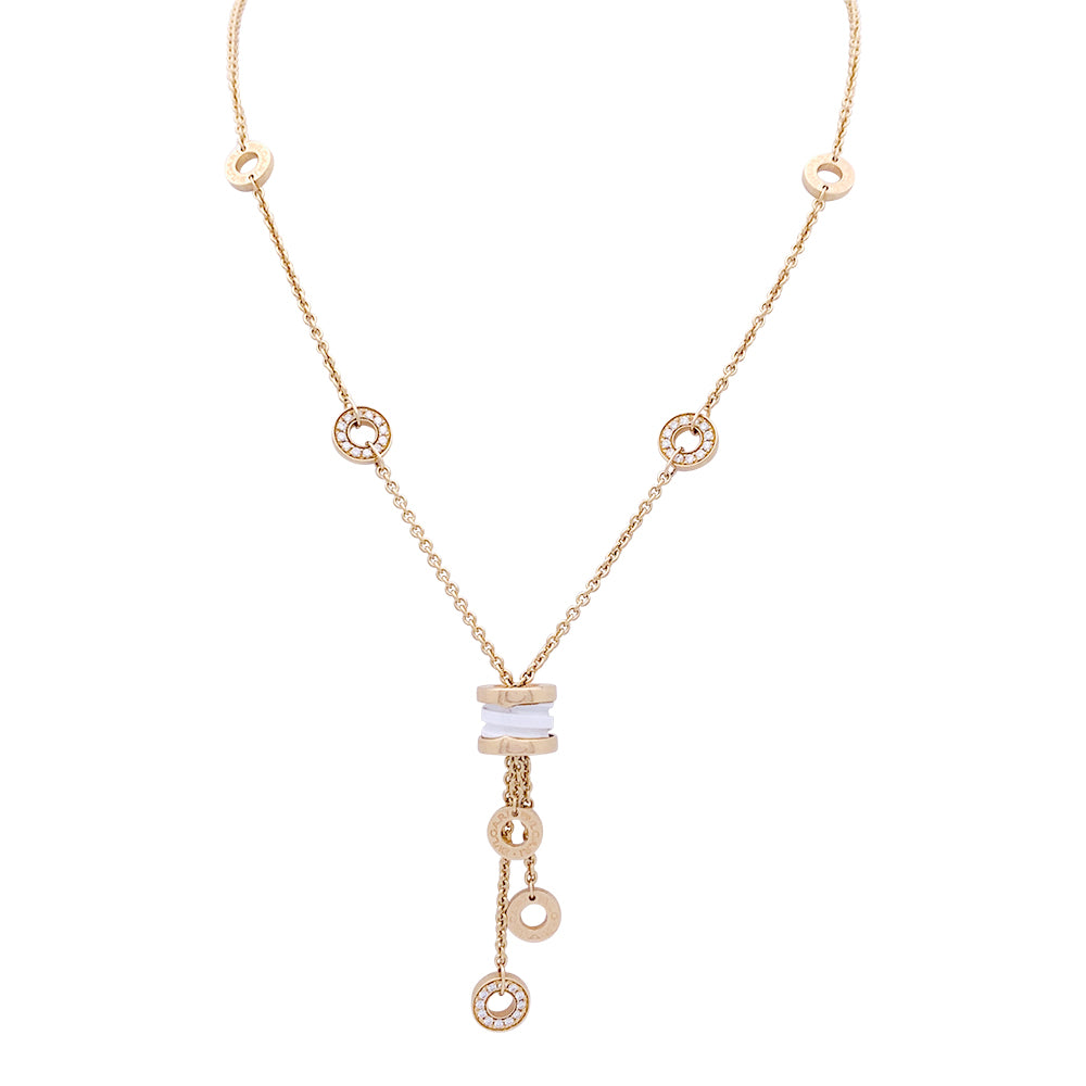 Collier Bulgari, "BZERO1", or rose, céramique blanche et diamants. 5