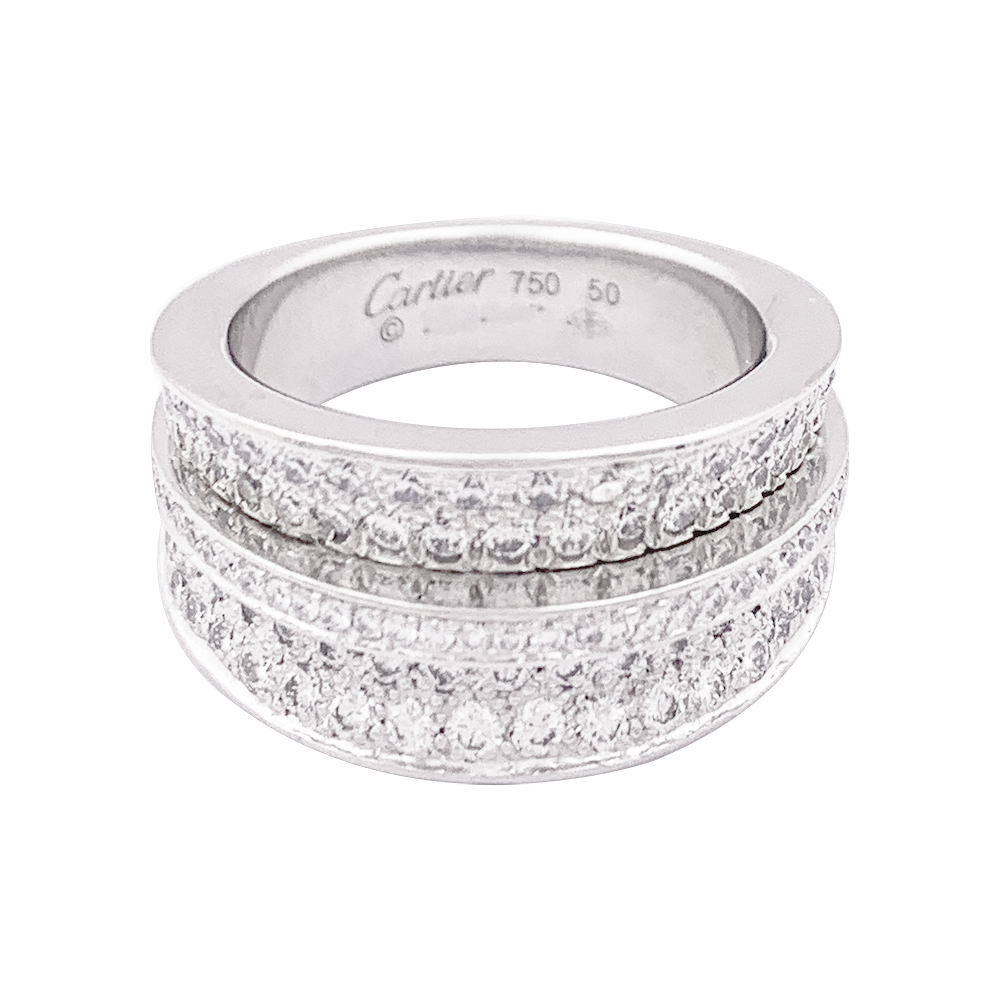 Bague Cartier "Barrette" or blanc, diamants. 4