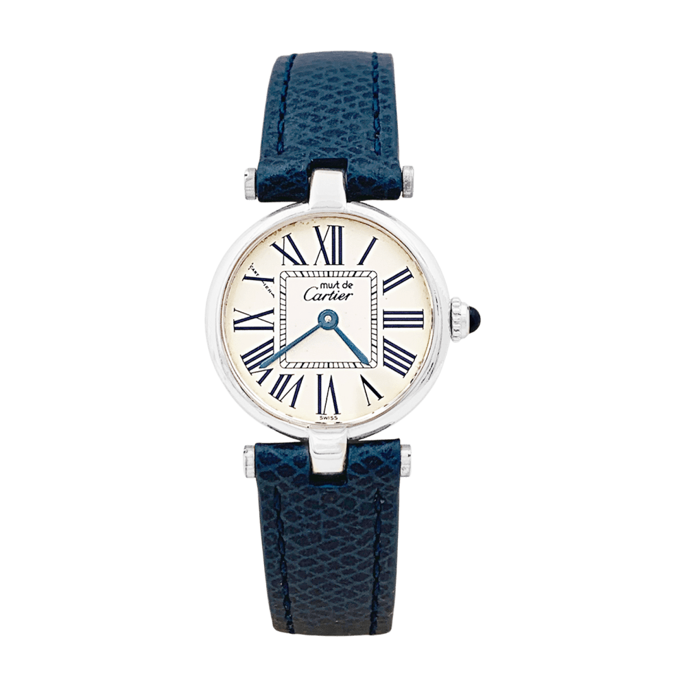 Montre Cartier, "Vendôme Must", argent, cuir. 1