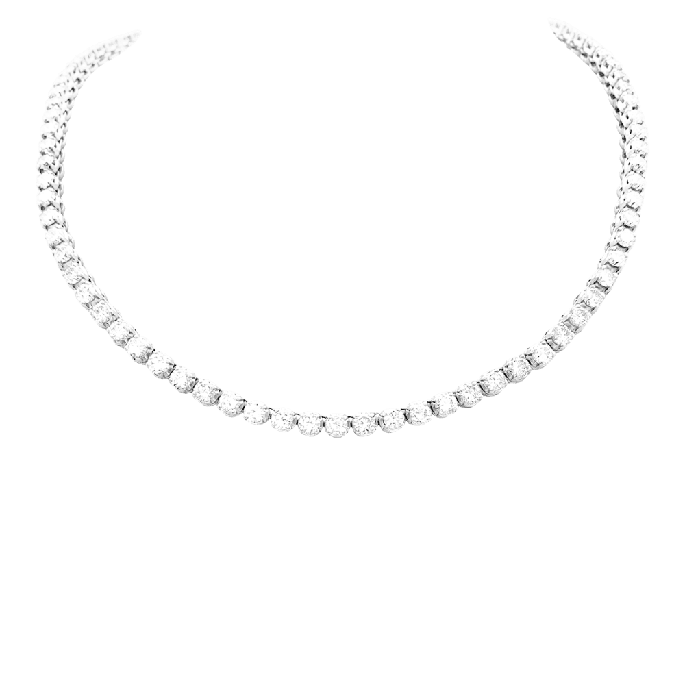 Collier rivière or blanc et diamants. 1