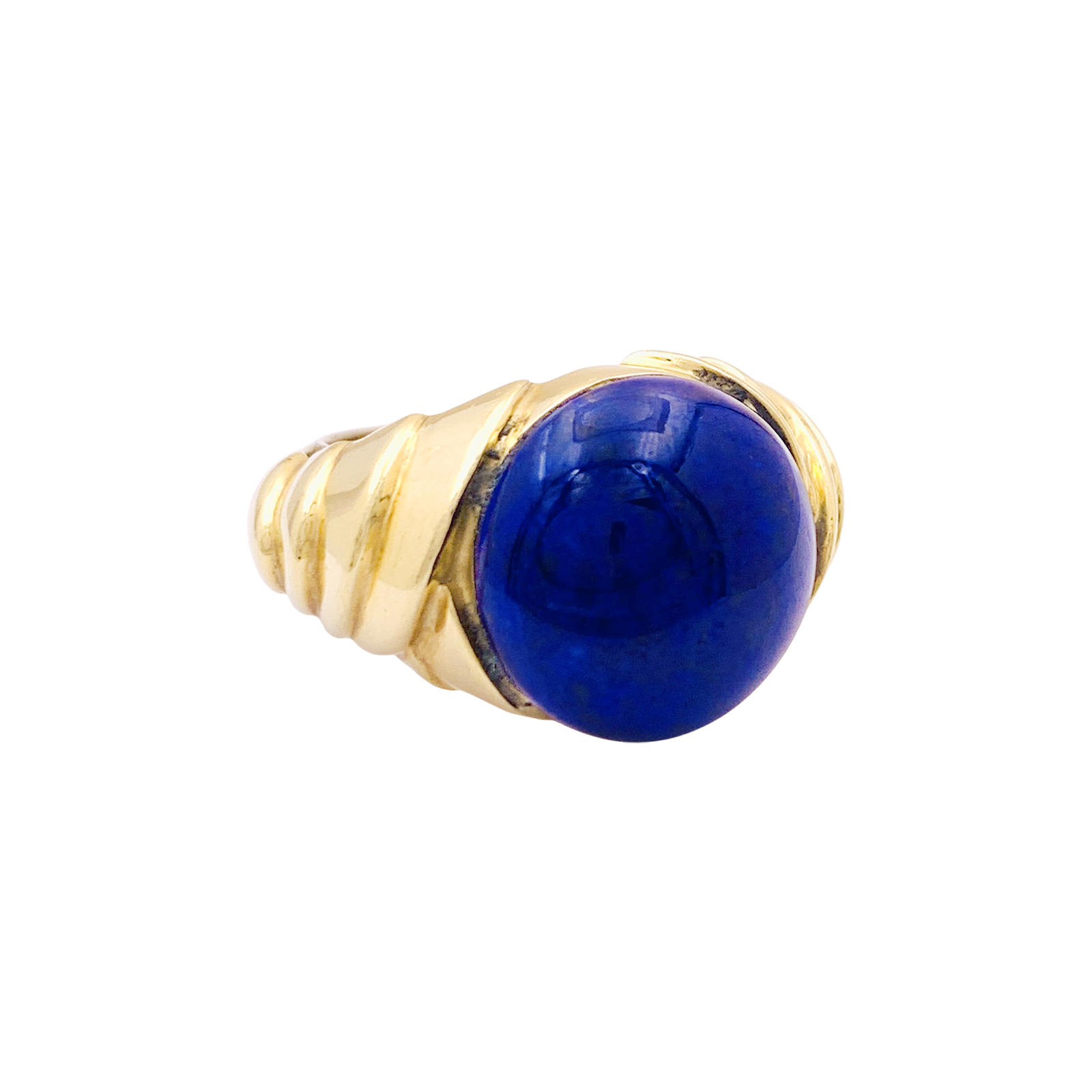 Bague or jaune et cabochon de lapis-lazuli.  2