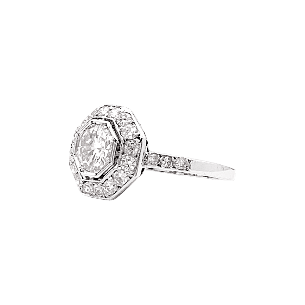 Bague ancienne platine et diamants. 3