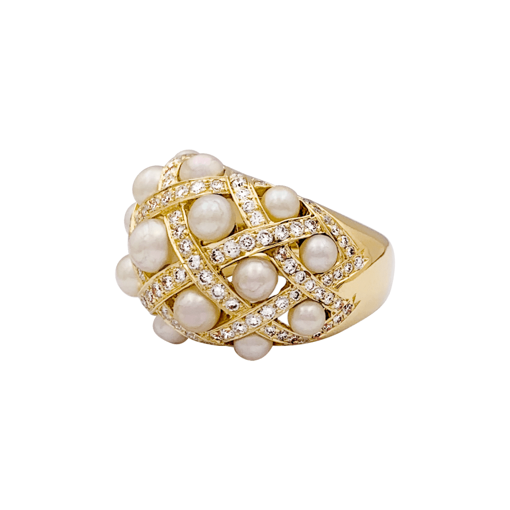 Bague Chanel, "Baroque", or jaune, diamants et perles.  2