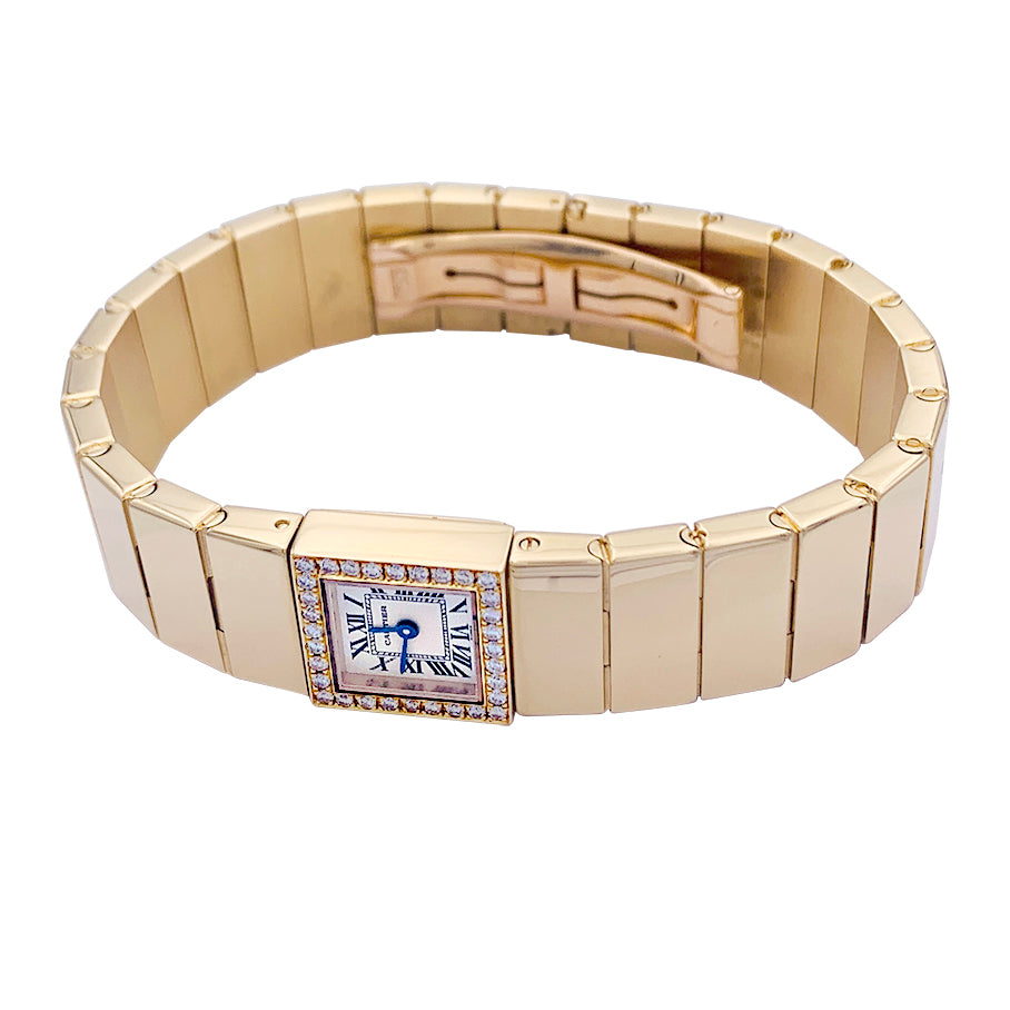 Montre Cartier, "Tank Lingot", or jaune, diamants. 2