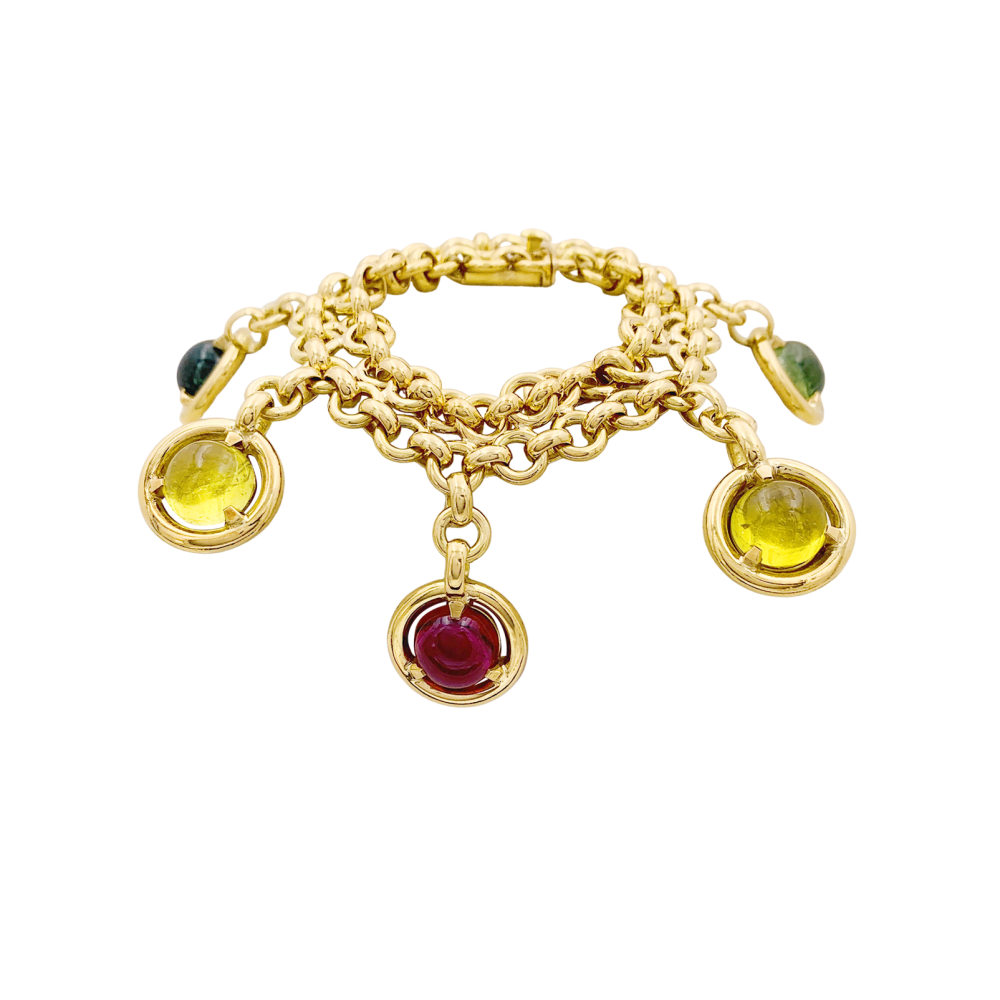 Bracelet or jaune, tourmalines de couleur. 2