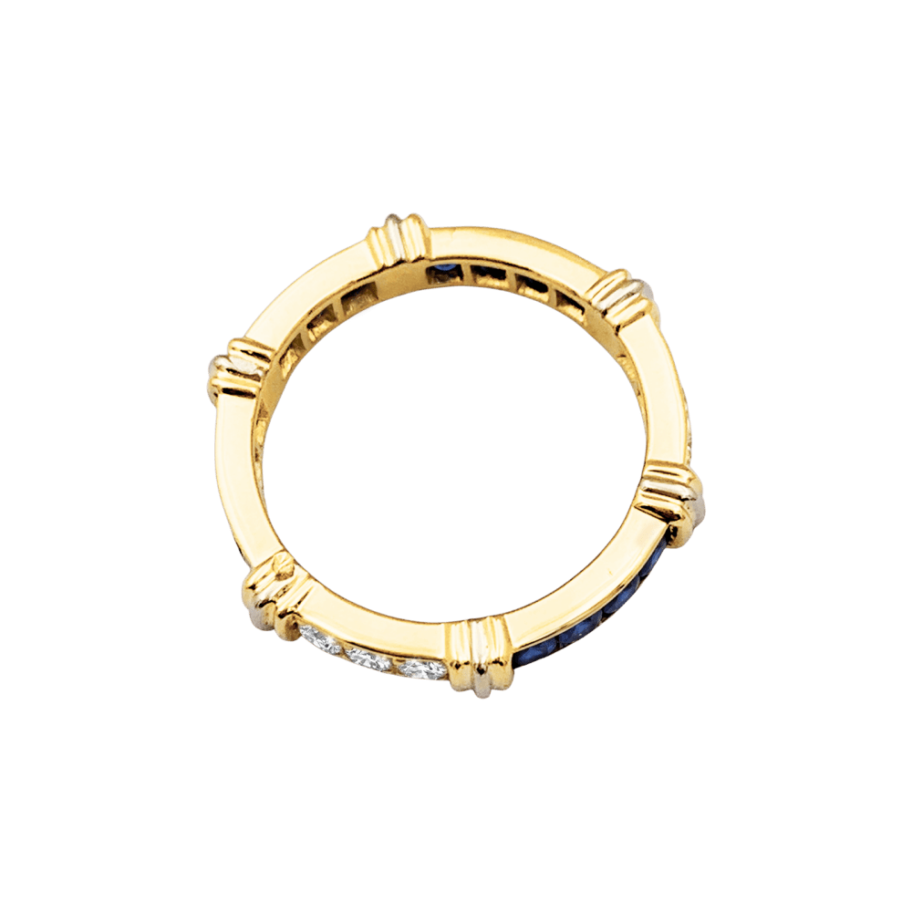 Bague Cartier, "Psychée", or jaune, diamants, saphirs. 4
