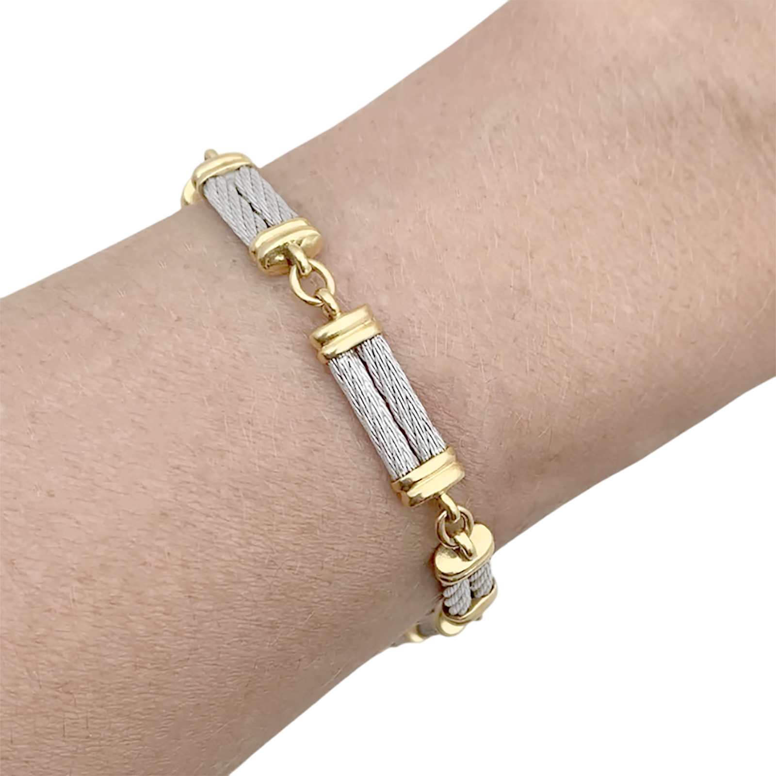 Bracelet Fred, "Force 10", en or jaune, acier. 5
