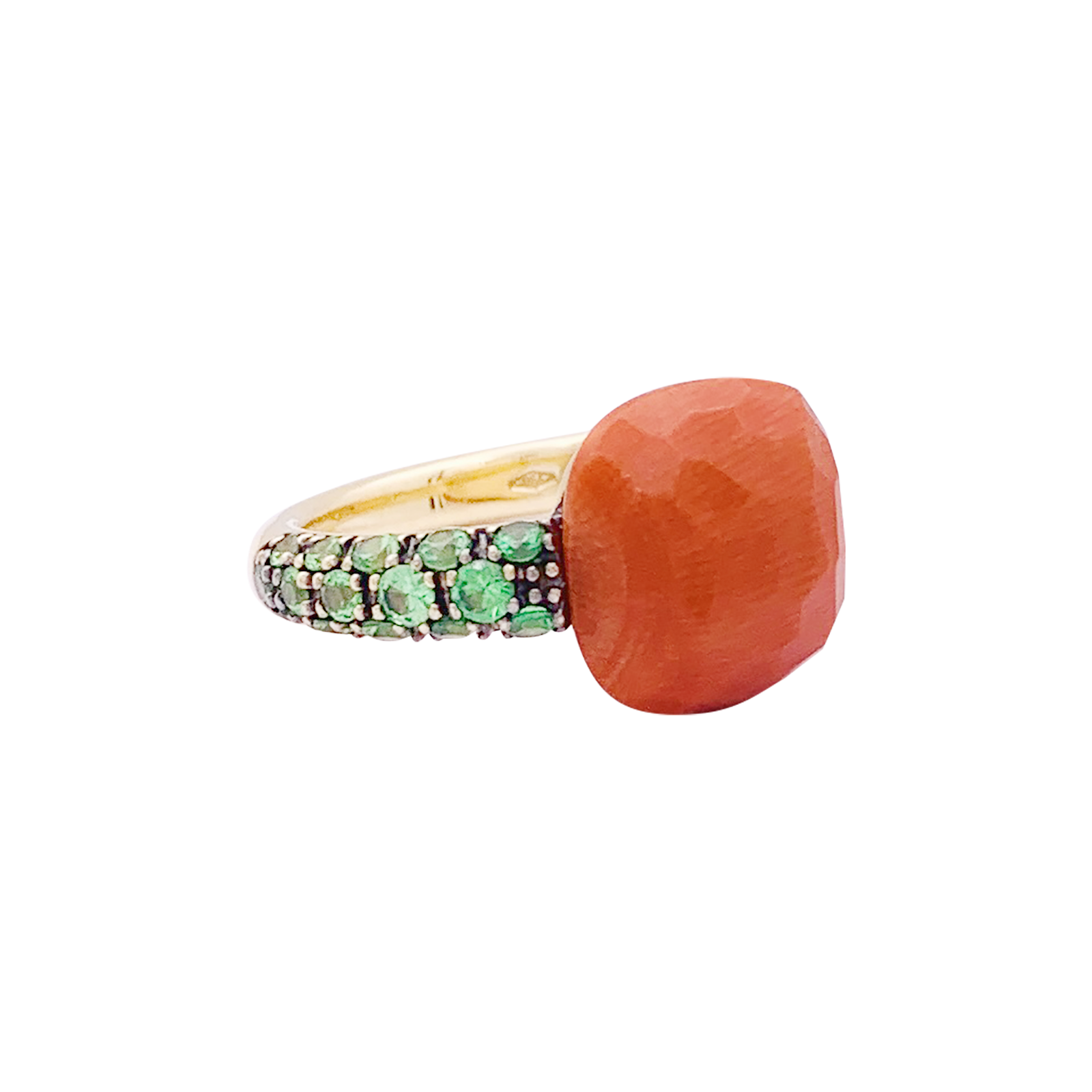Bague Pomellato "Capri" en or rose, corail et tsavorites. 2