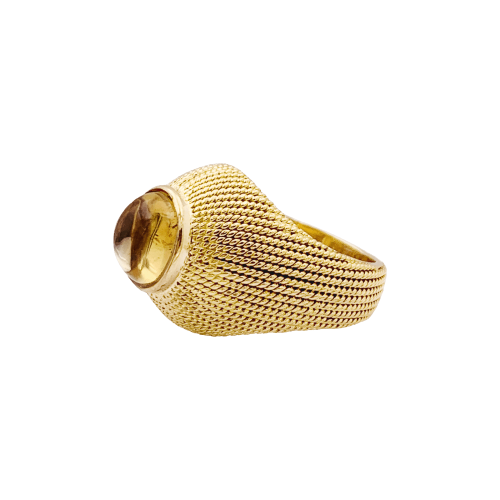 Bague vintage, or jaune, cabochon de citrine. 3