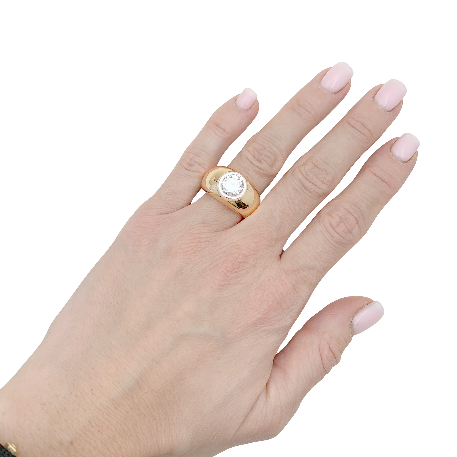 Bague deux ors, diamant 2,02 carats. 5