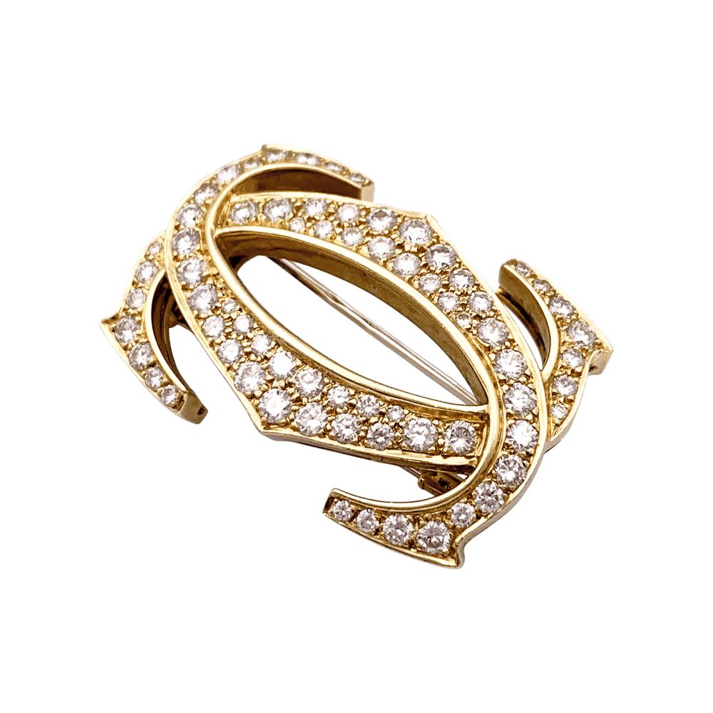 Broche Cartier, "Double C", or jaune, diamants.  2