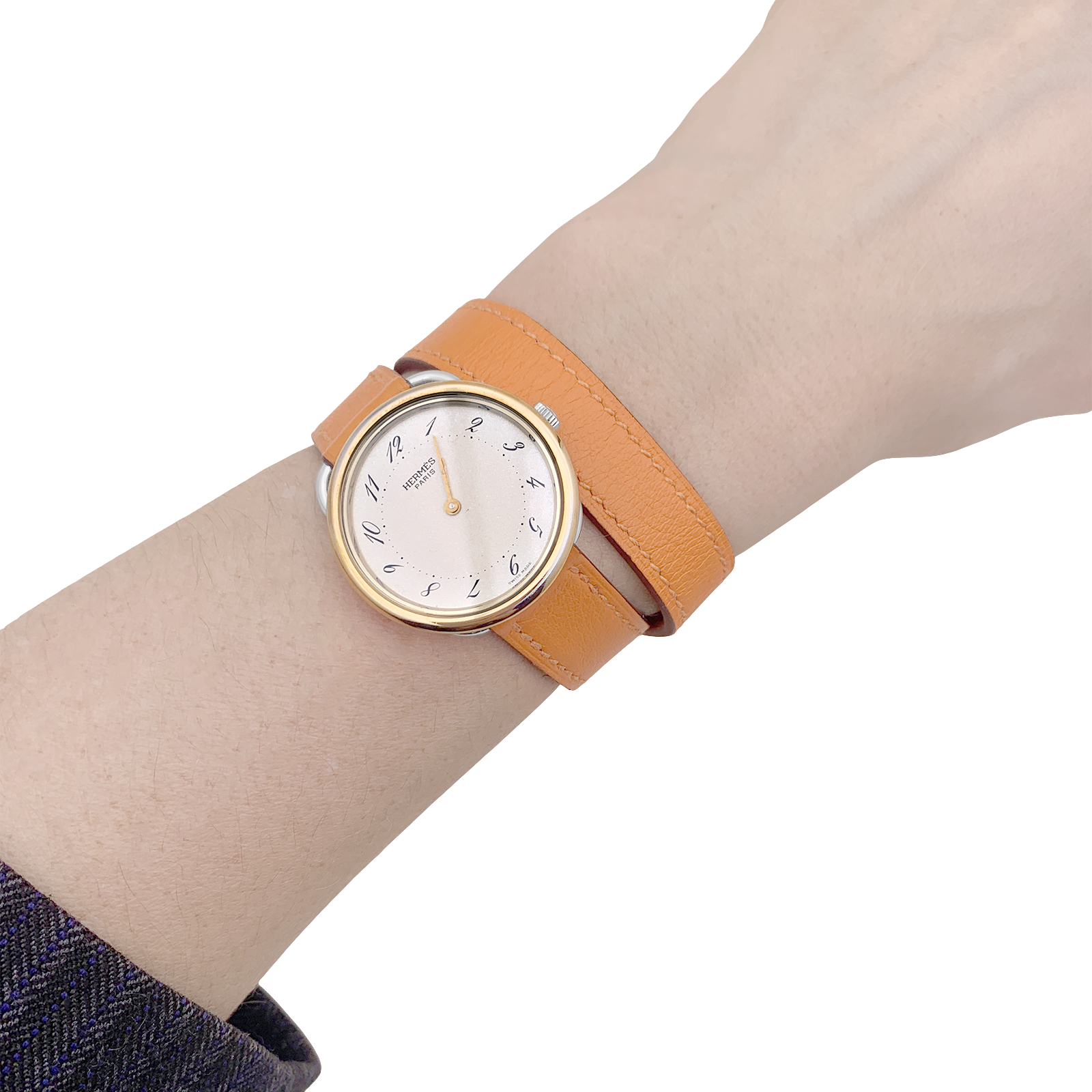 Montre Hermès, "Arceau", plaqué or, acier, cuir. 6