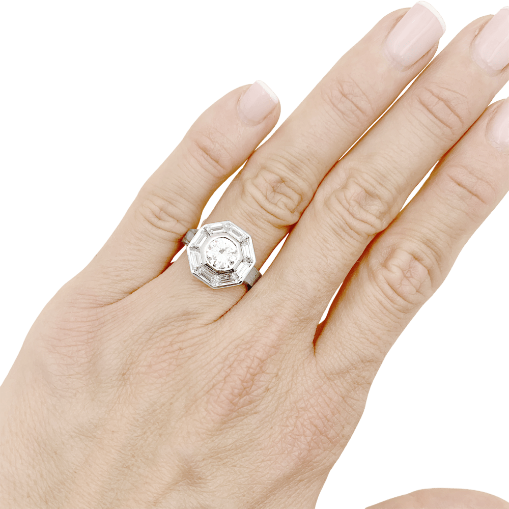 Bague MELLERIO, platine et diamants.  5