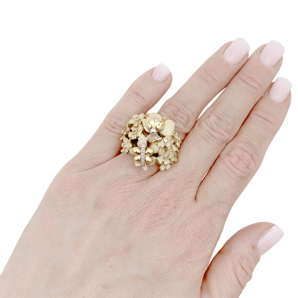 Bague Roberto Coin, or rose, émail et diamants.  6