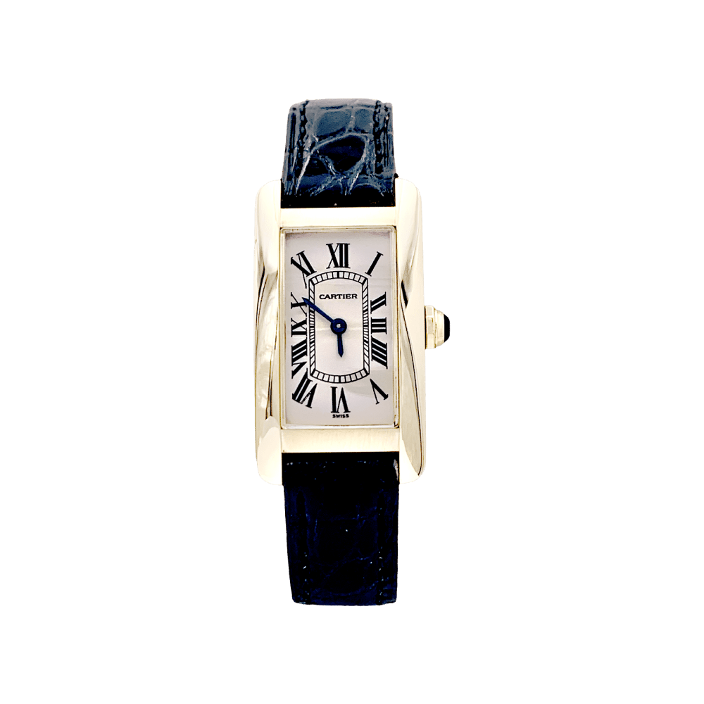 Montre Cartier, « Tank Américaine », or jaune, cuir  1