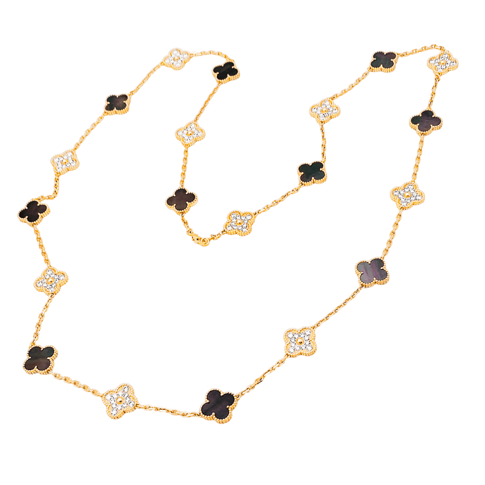 Sautoir Van Cleef & Arpels, "Vintage Alhambra", or rose, nacre et diamants. 6