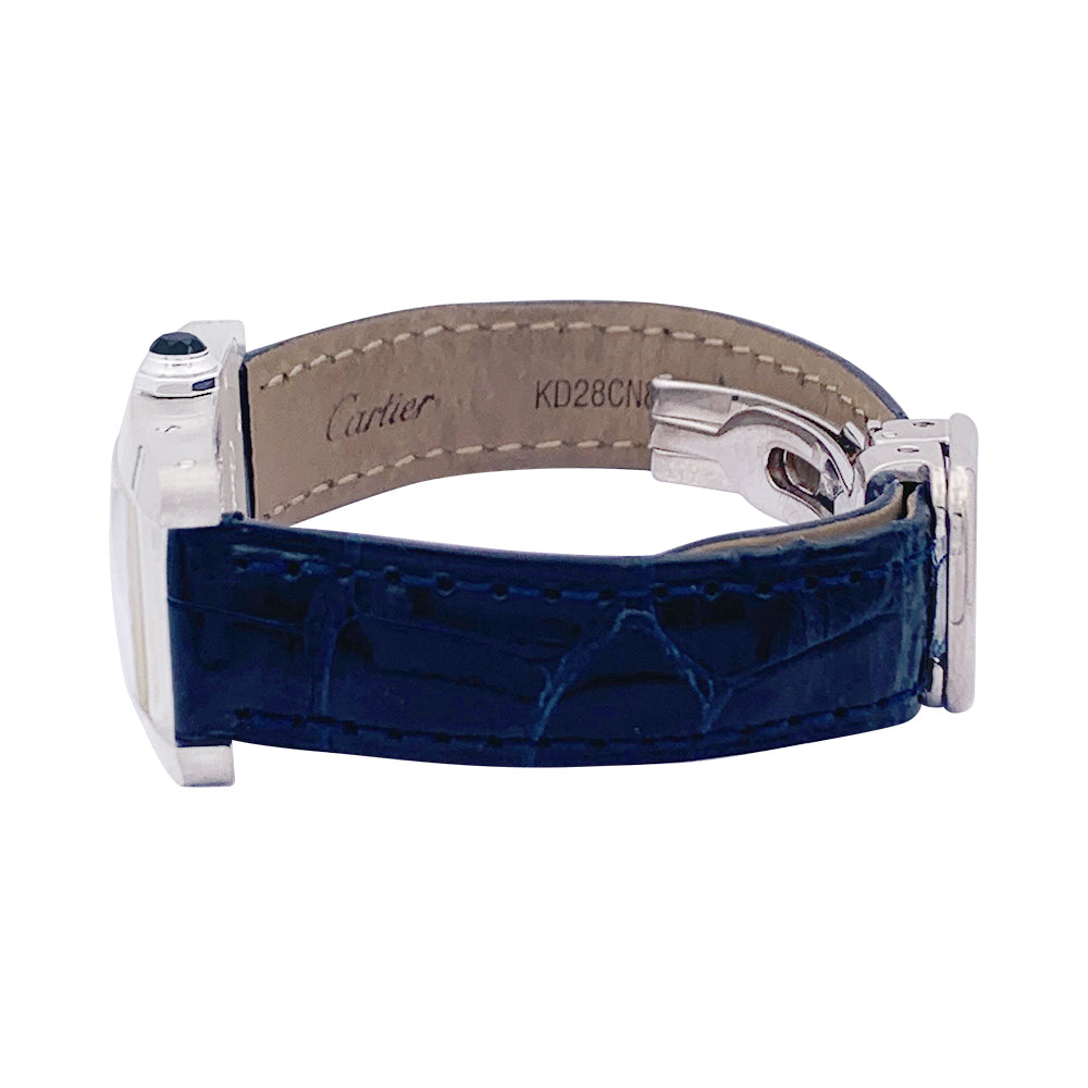 Montre Cartier "Tank américaine", or blanc, bracelet cuir. 2