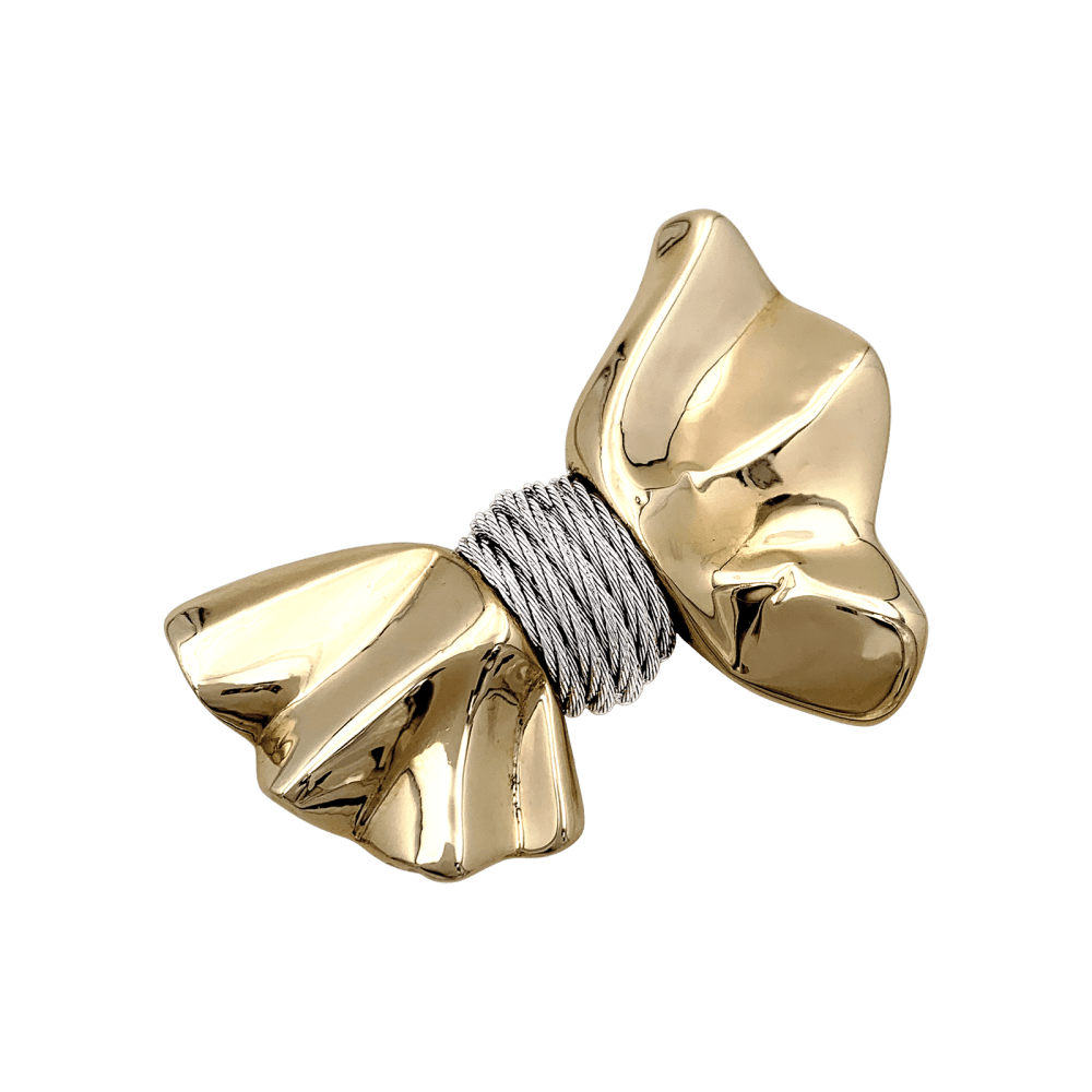 Broche Fred, "Nœud", or jaune et acier.  2
