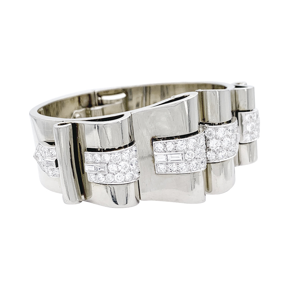 Bracelet Art Déco René Boivin, platine, or blanc, diamants. 6