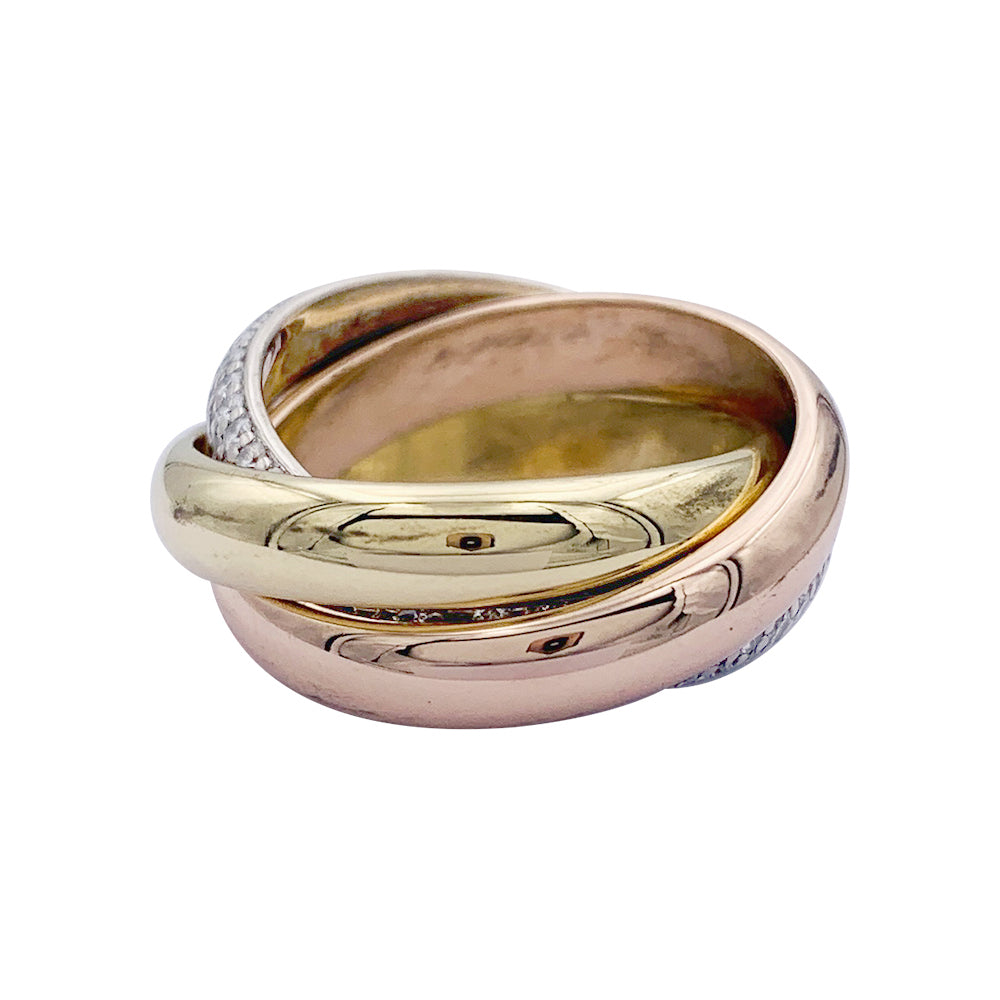 Bague Cartier, "Trinity" classique, 3 ors, diamants. 4