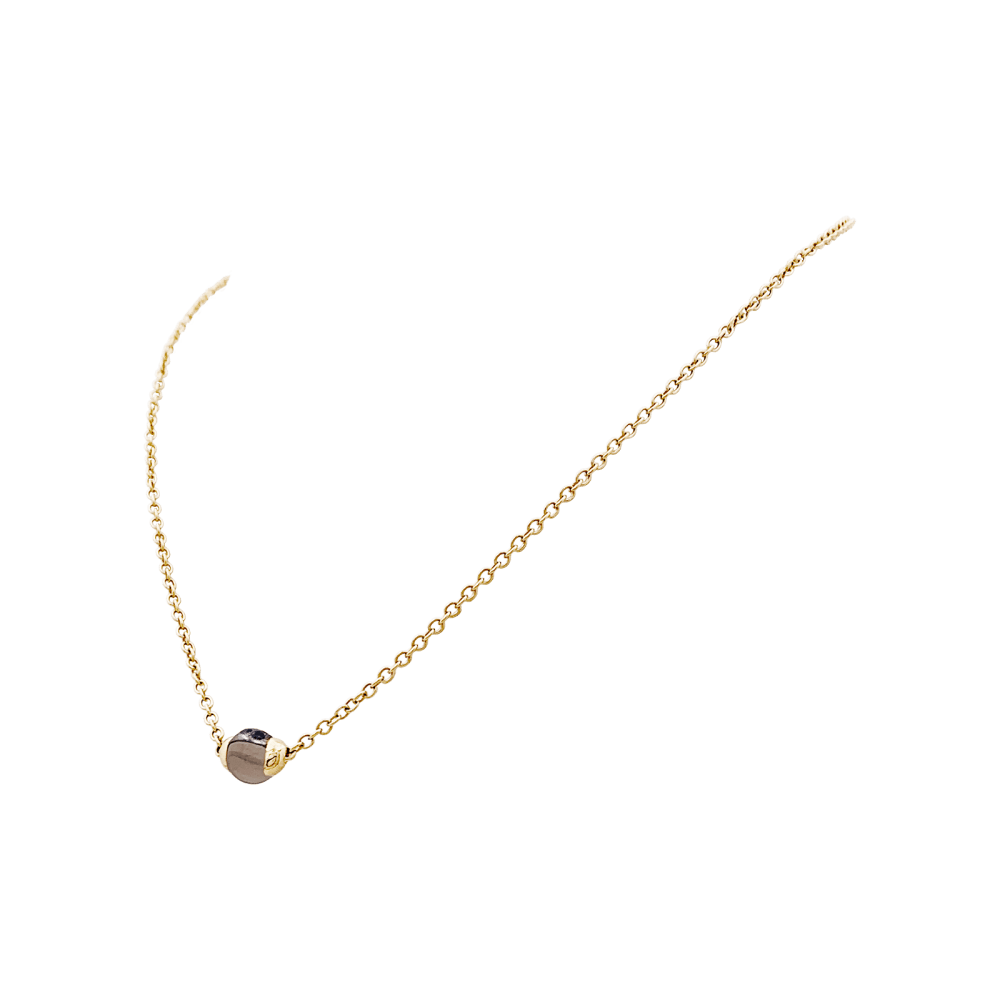 Collier Pomellato, "M'ama non M'ama", or rose, pierre de lune, argent et saphirs.  3