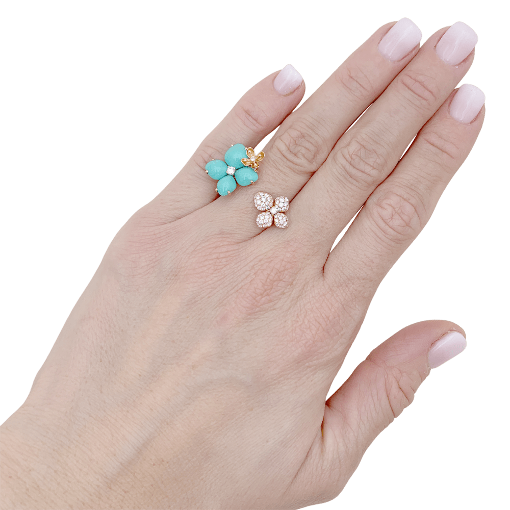 Bague Chaumet, « Hortensia Eden », or rose, diamants et turquoises. 5