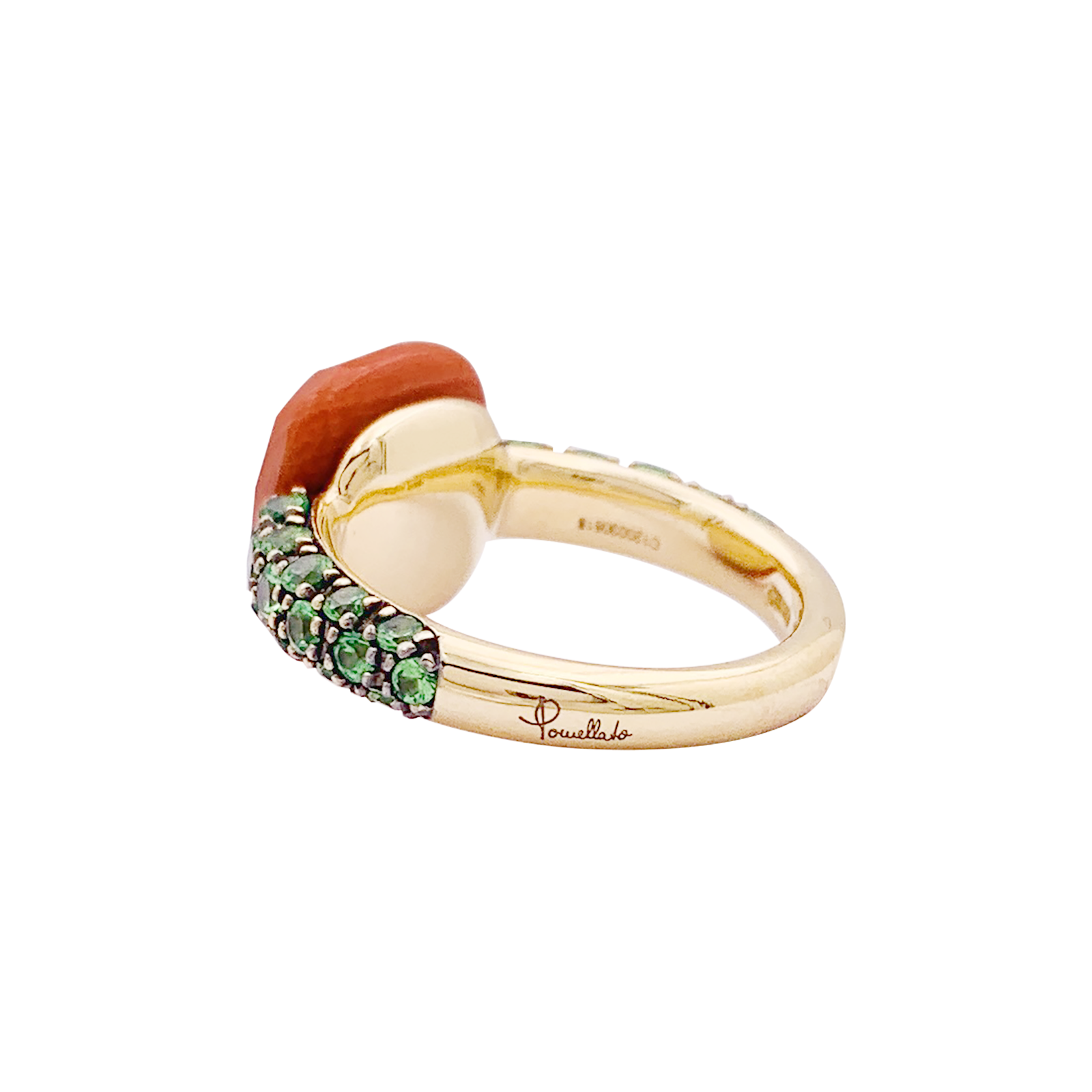 Bague Pomellato "Capri" en or rose, corail et tsavorites. 3