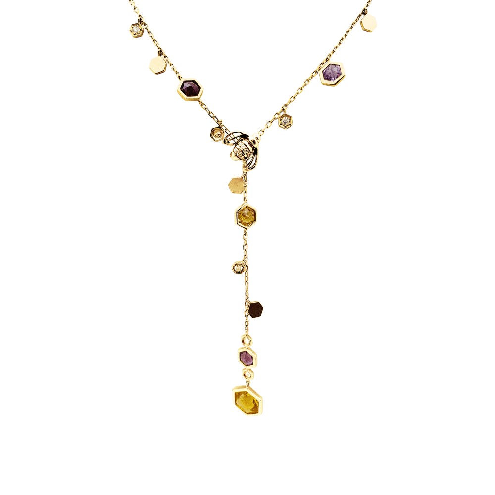 Collier Piaget, "Magic Garden Limelight", or jaune, diamants, pierres de couleur.  2