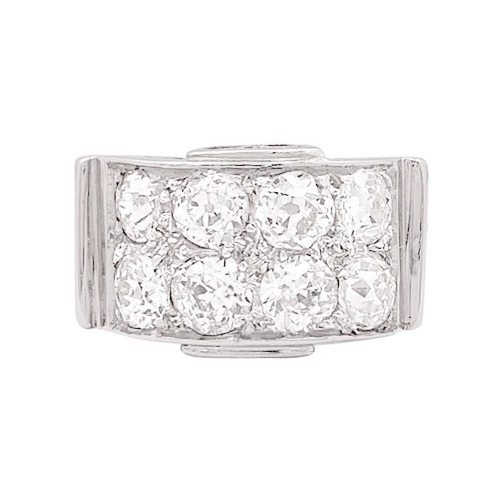 Bague platine, or blanc, diamants. 2