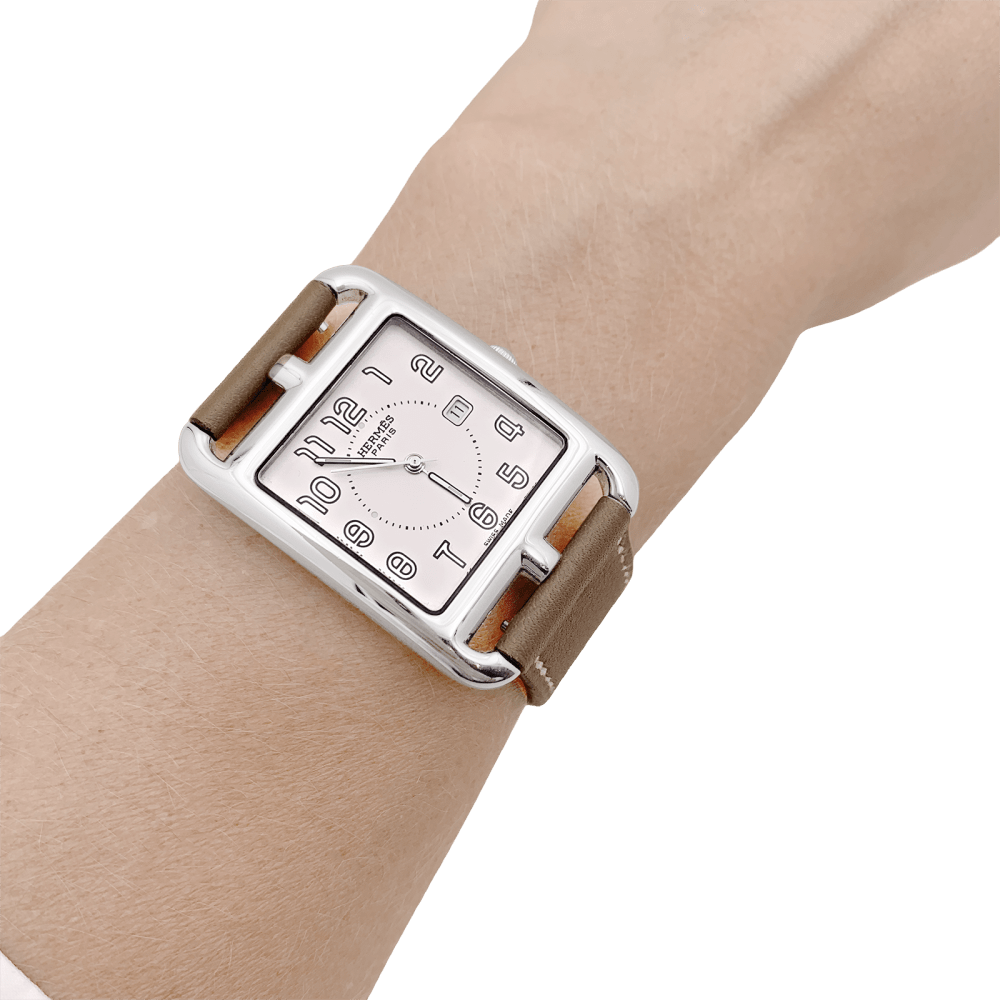 Montre Hermès, "Cape Cod", acier, cuir. 6