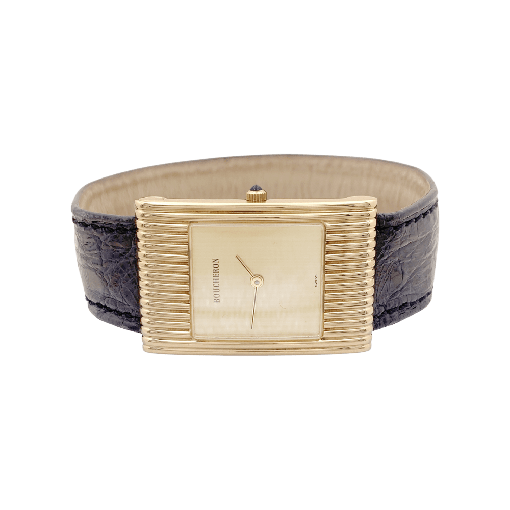 Montre Boucheron, "Reflet", or jaune, cuir.  4