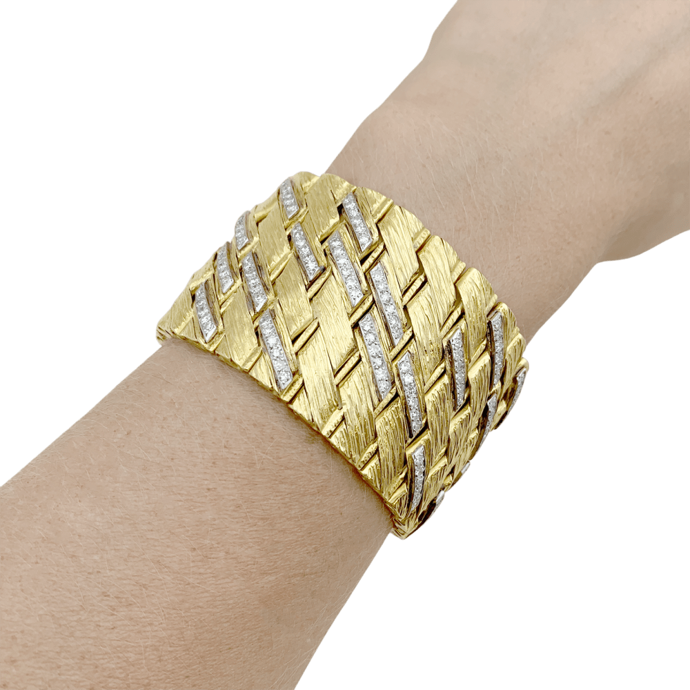 Bracelet Sterlé Paris, or jaune, platine, diamants. 7