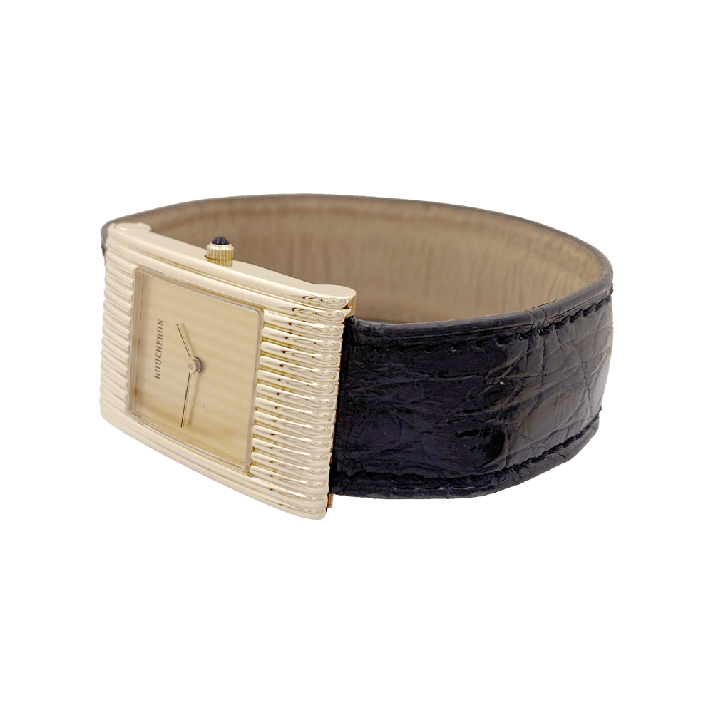 Montre Boucheron, "Reflet", or jaune, cuir.  5