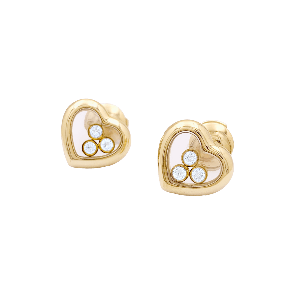 Boucles d'oreilles CHOPARD, "Happy Diamonds", or jaune, diamants.  2