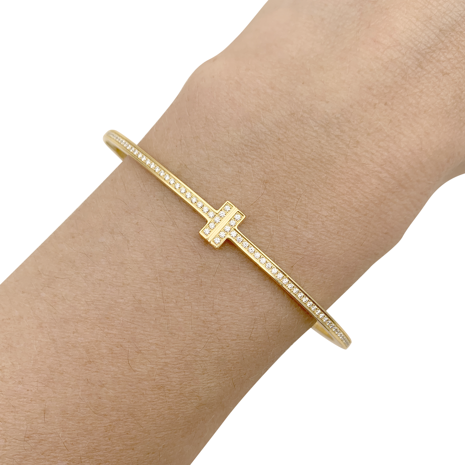 Bracelet Tiffany & Co., "Tiffany T", or jaune, diamants. 1