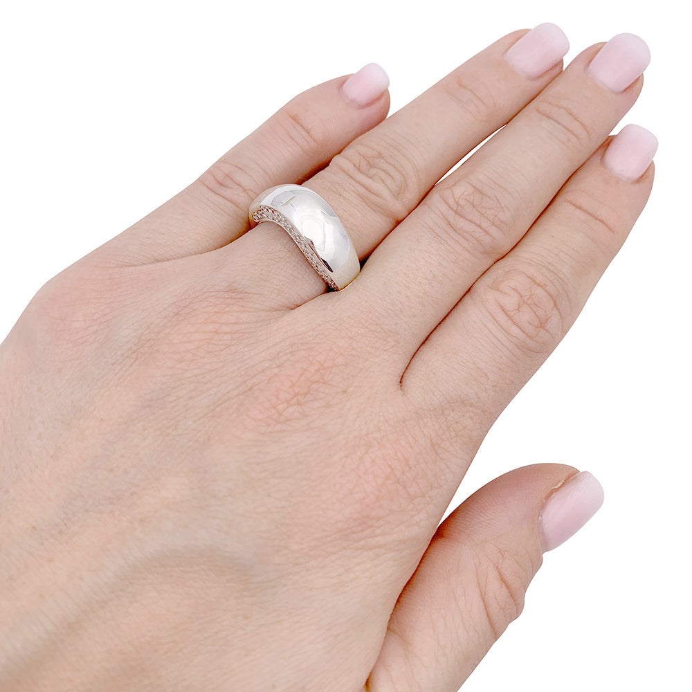 Bague Chaumet, "Valse", or blanc, diamants. 4
