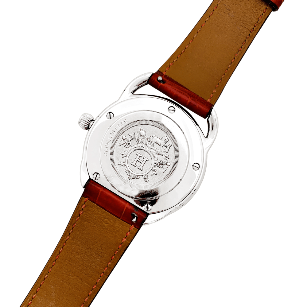Montre Hermès,"Arceau", acier, diamants.  4