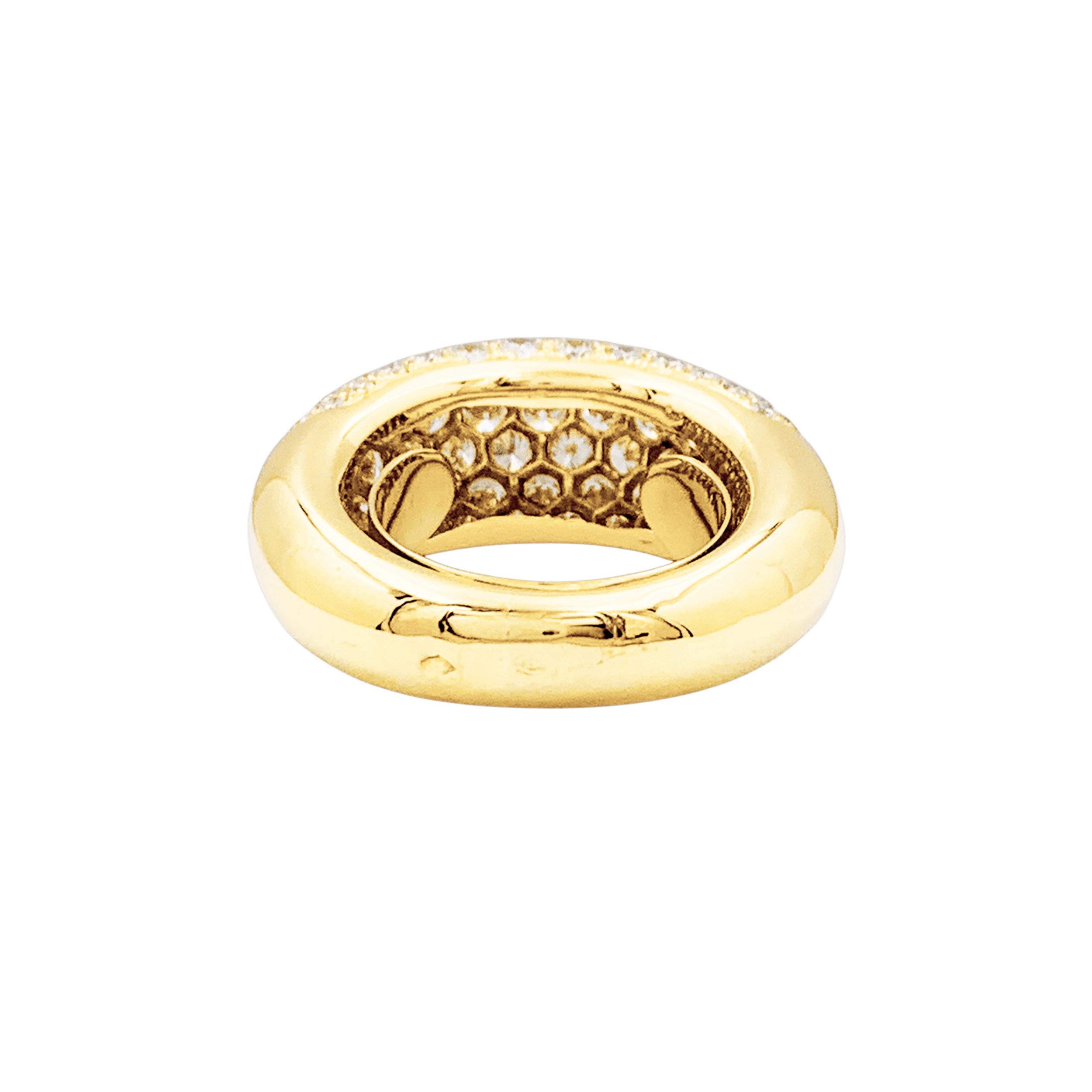 Bague jonc bombé, or jaune et diamants. 7