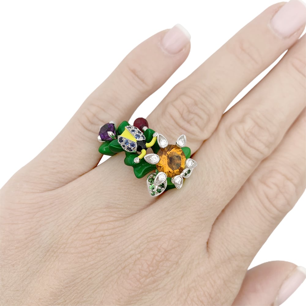 Bague Dior, "Milly Carnivora", laque, diamants, pierres de couleur. 7