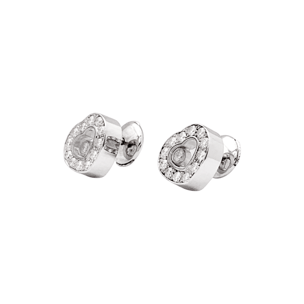 Boucles d'oreilles Chopard, "Happy Diamonds", or blanc et diamants.  2
