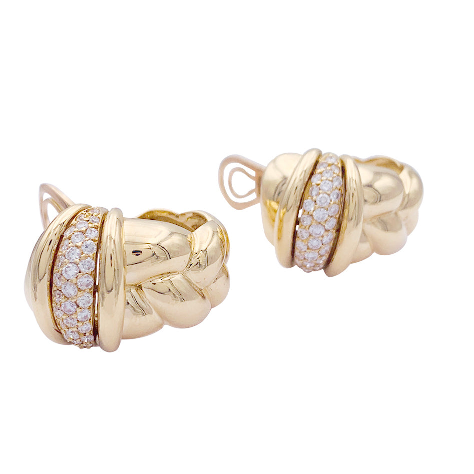 Boucles d'oreilles O.J.Perrin, "Vénitien", or jaune, diamants. 3