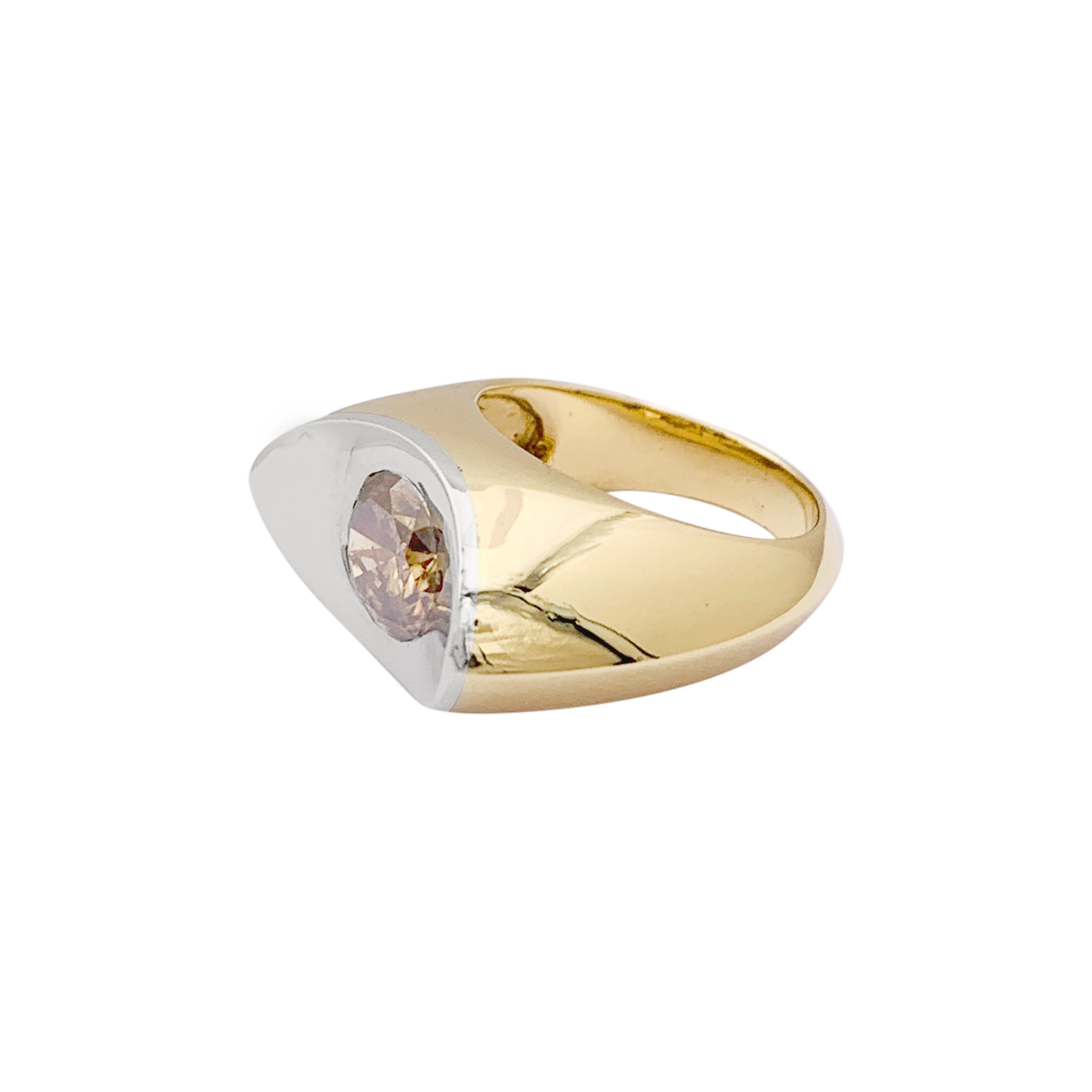 Bague moderniste or, diamant brun. 5