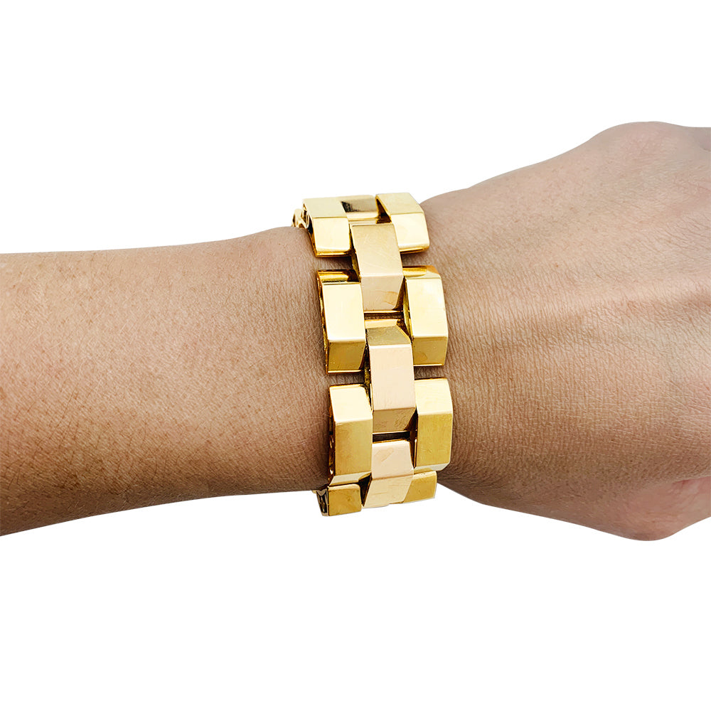 Bracelet Tank or rose et or jaune 190 mm de long. 8