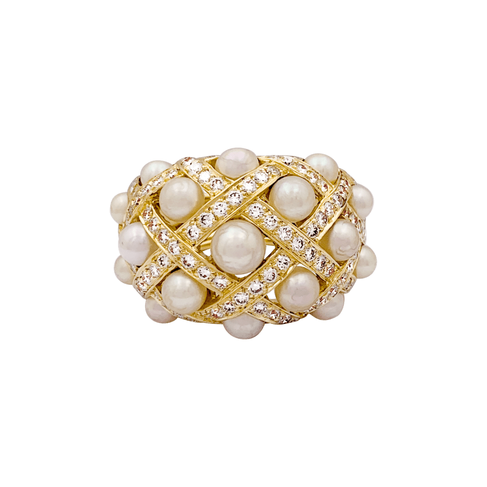 Bague Chanel, "Baroque", or jaune, diamants et perles.  1
